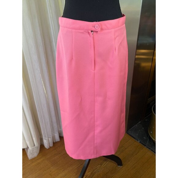 Vintage 80s midi skirt, bubblegum pink polyester, made in Canada by Tamco - Picture 4 of 7